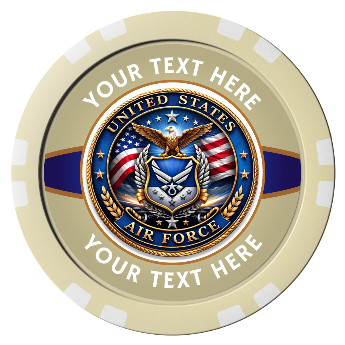 Air Force Composite Poker Chips - Ivory / Double Stripe - Front
