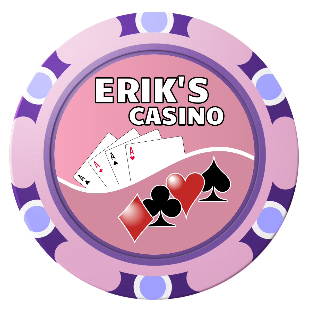 Erik's Casino Clay Poker Chips - Pink / Monte Carlo / 40mm - Front