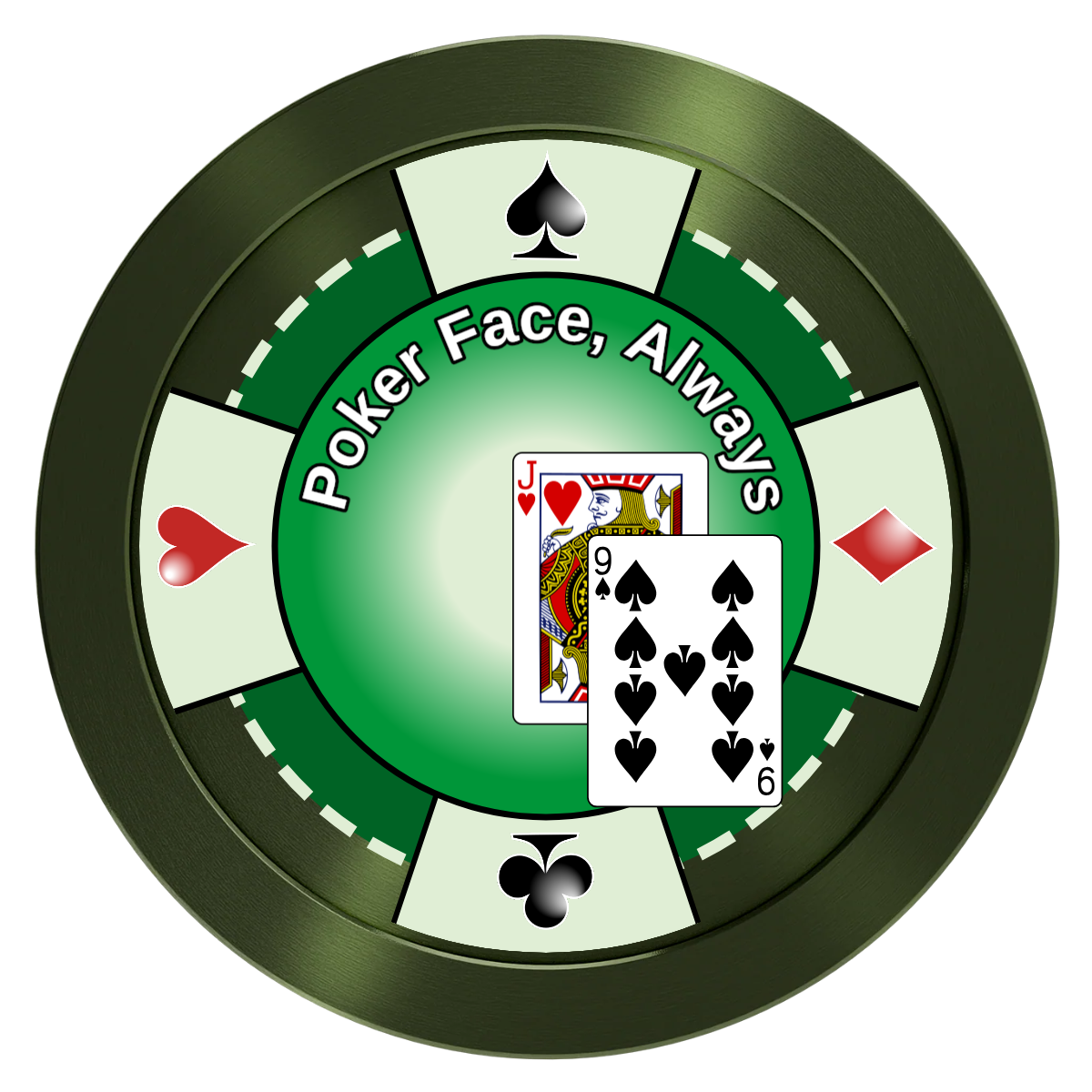 Jack Nine Card Room Aluminum Poker Card Guards - Green - Front