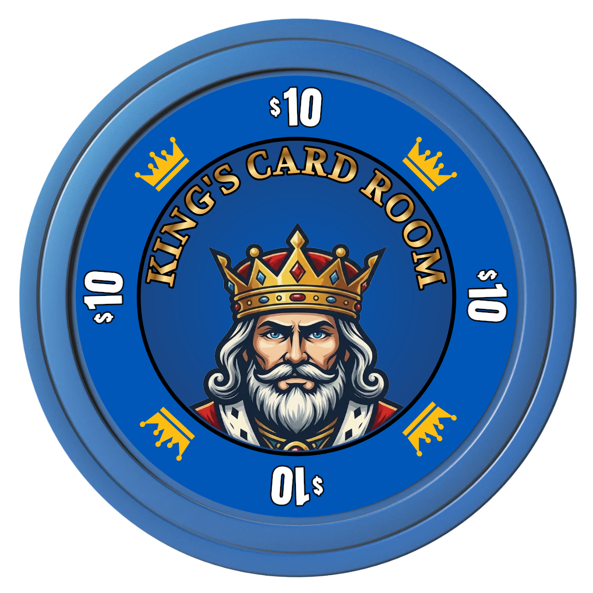 Kings Composite Poker Chips - Blue / Solid - Front