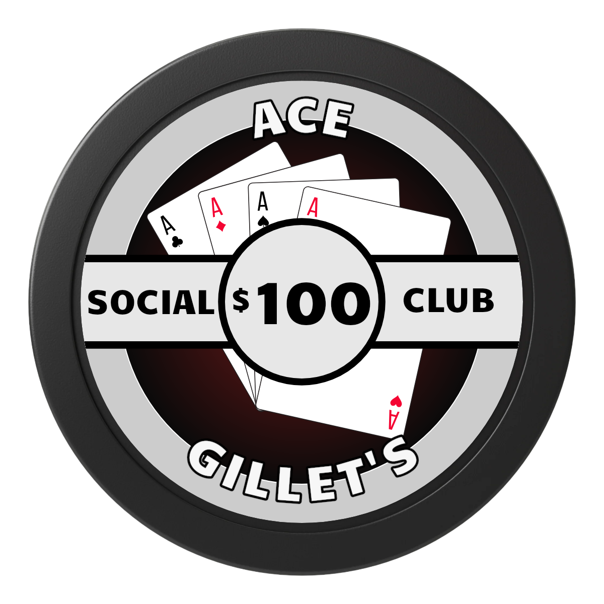 Ace Gillet's 2" Oversized Poker Chips - Black - Back
