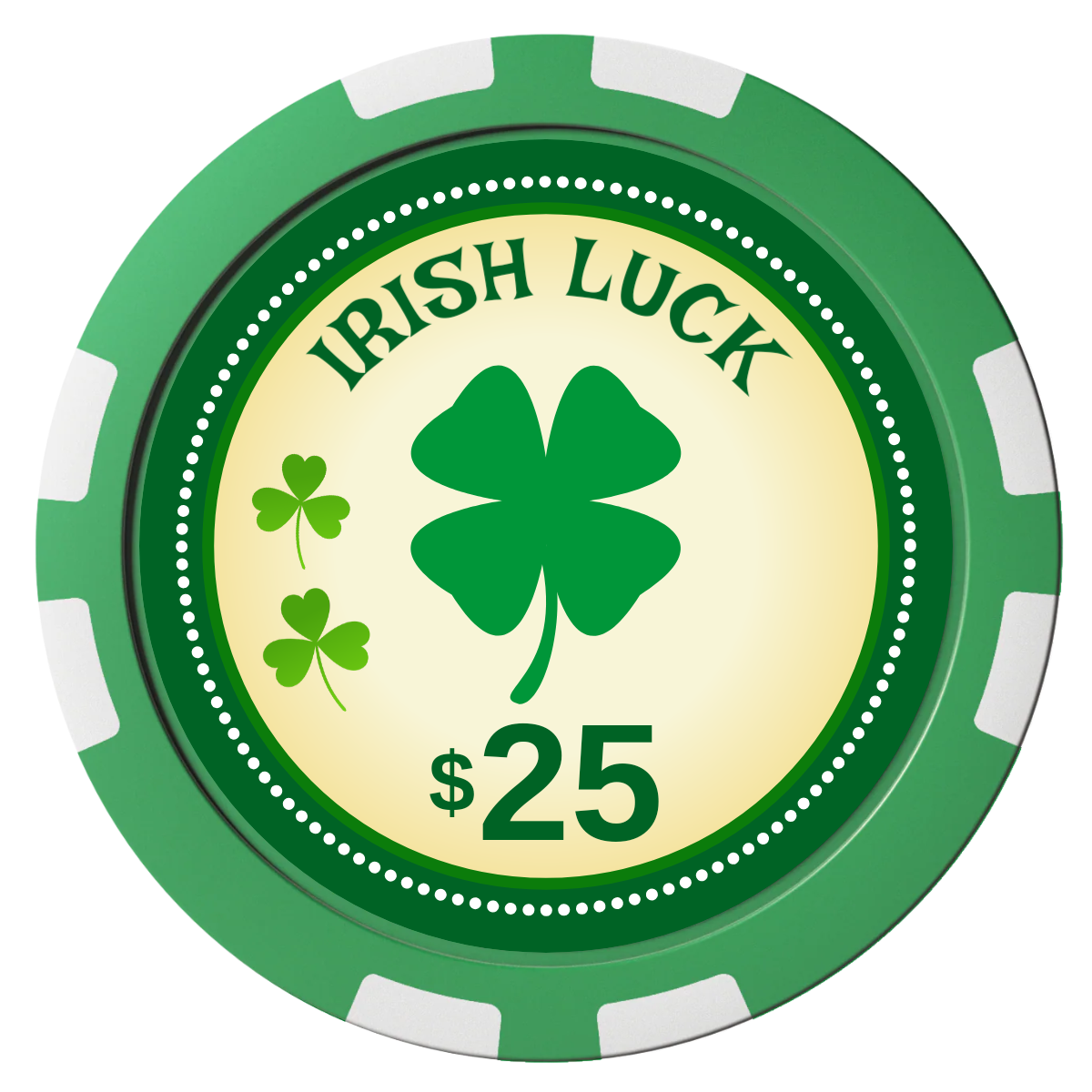 Irish Luck Composite Poker Chips - Green / 8 Stripe - Front