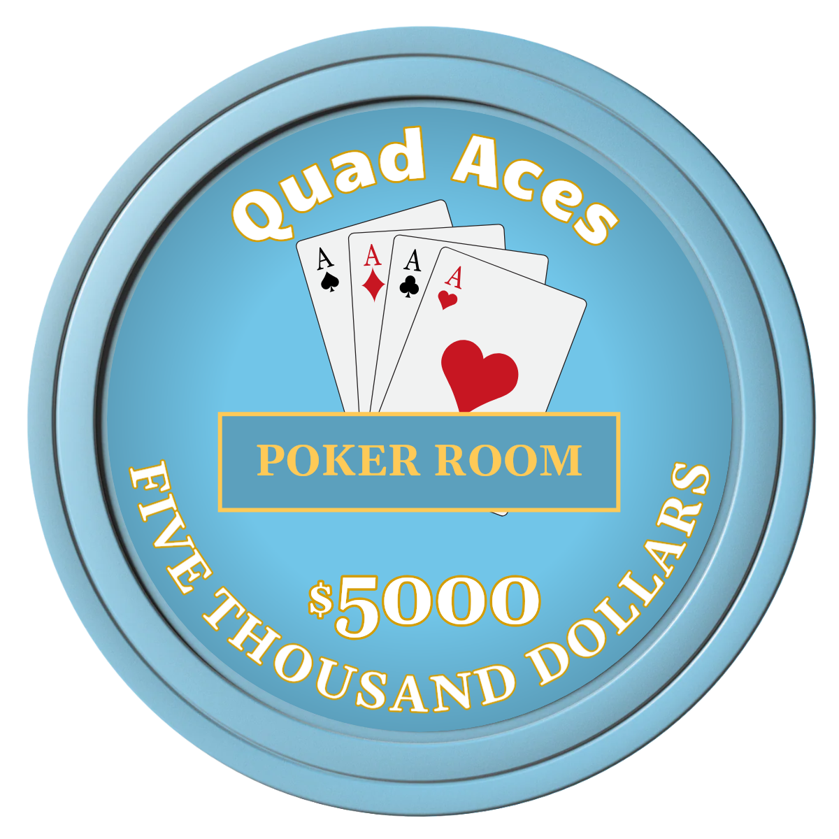 Quad Aces Composite Poker Chips - Light Blue / Solid - Front