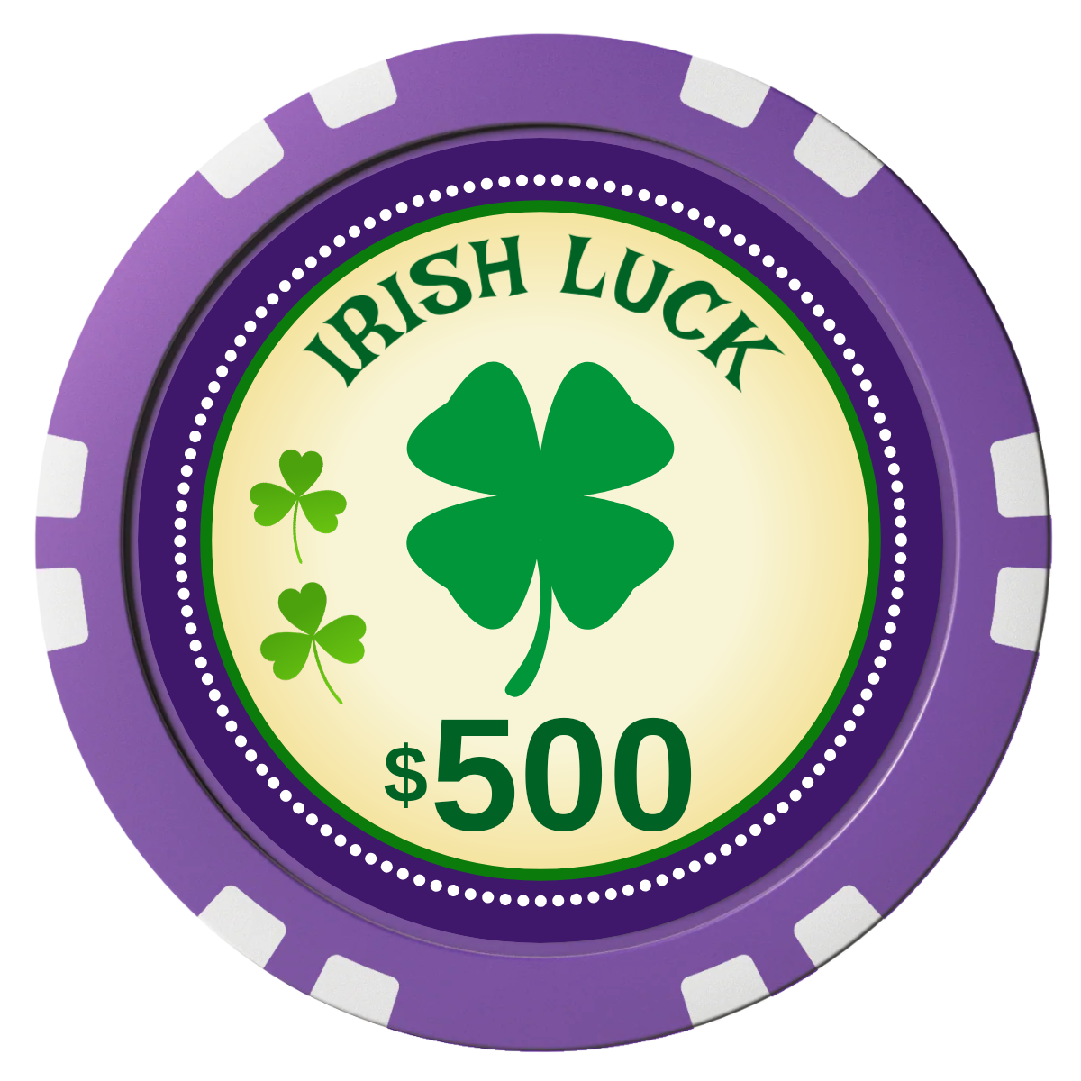 Irish Luck Composite Poker Chips - Purple / Double Stripe - Front