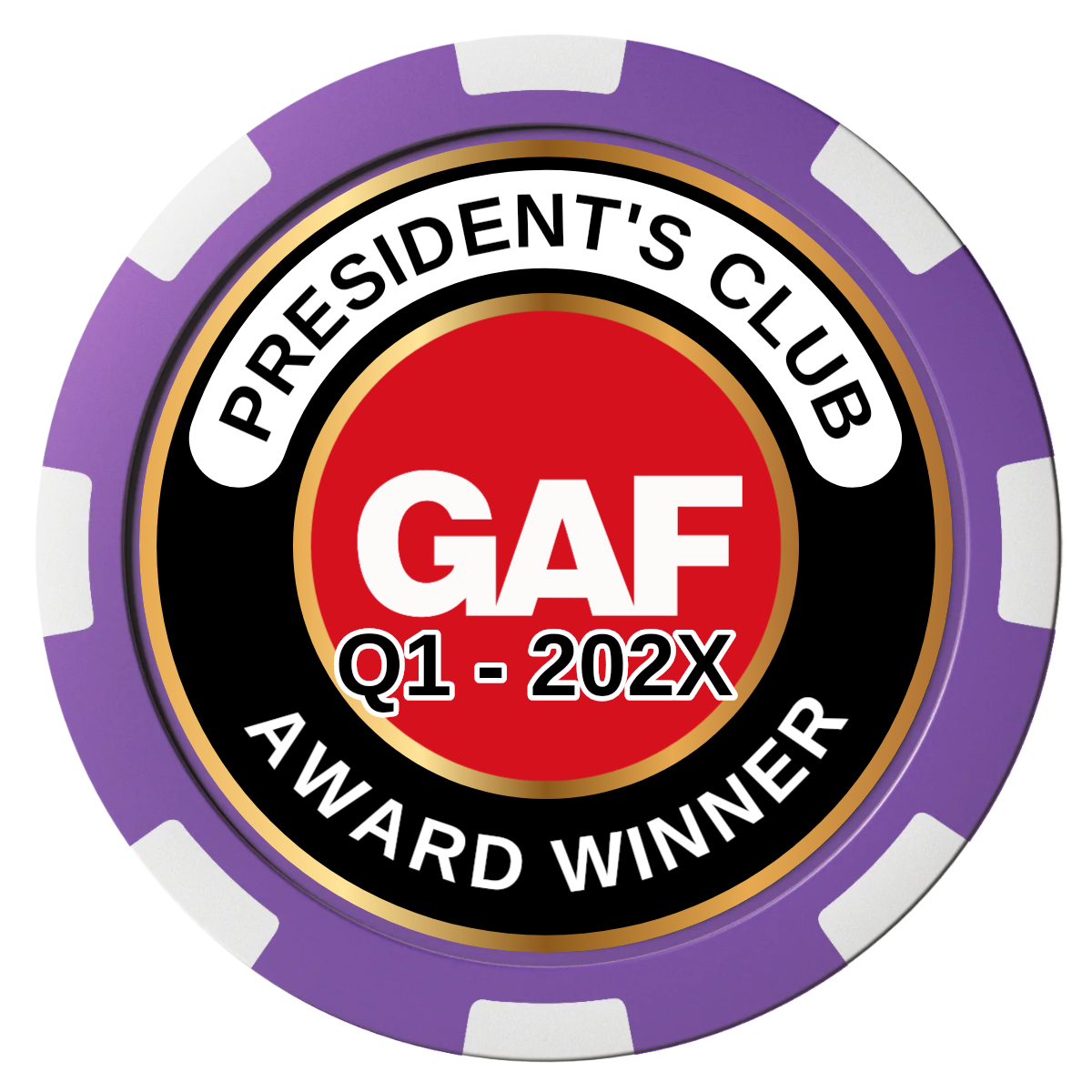 President's Club Composite Poker Chips - Purple / 8 Spot - Front