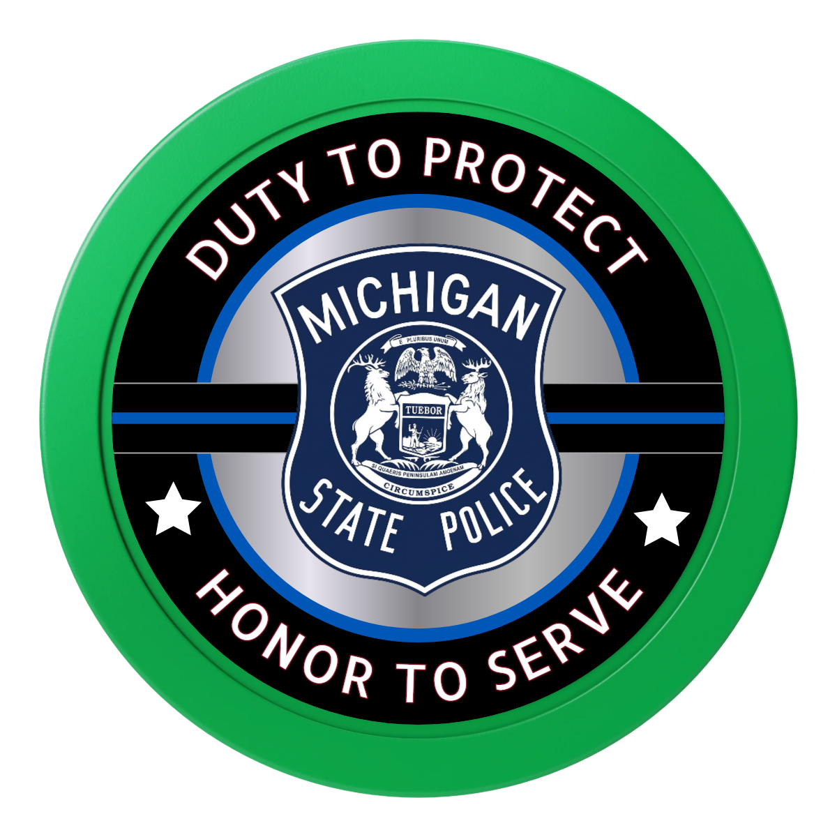 Police Department #01 2" Oversized Poker Chips - Green - Front