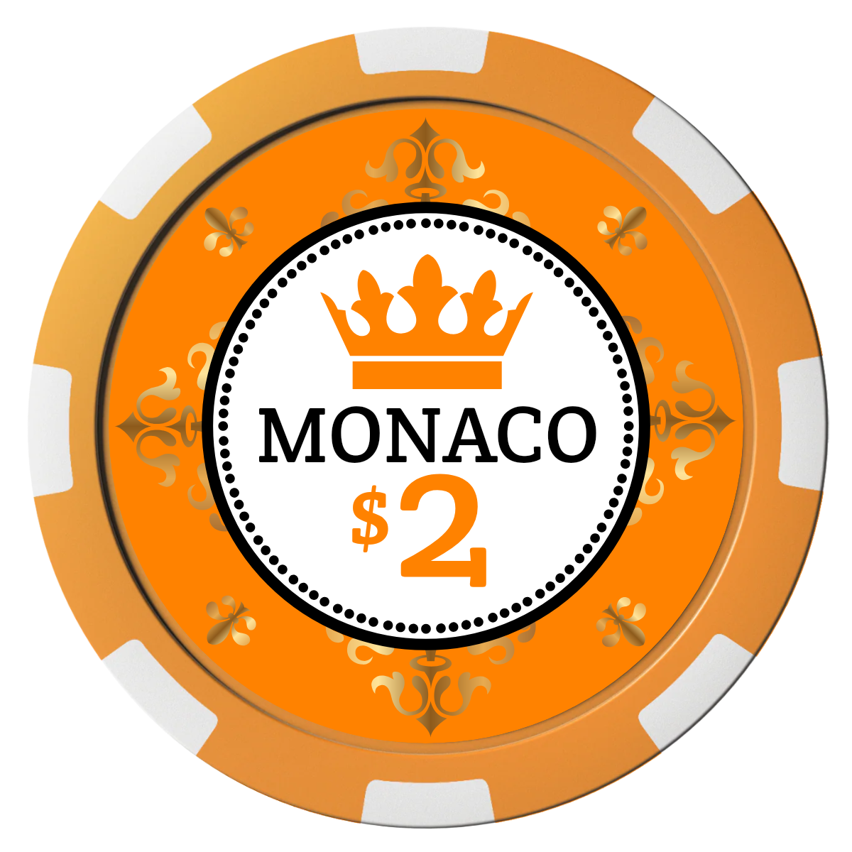 Monaco #001 Composite Poker Chips - Orange / 8 Spot - Front