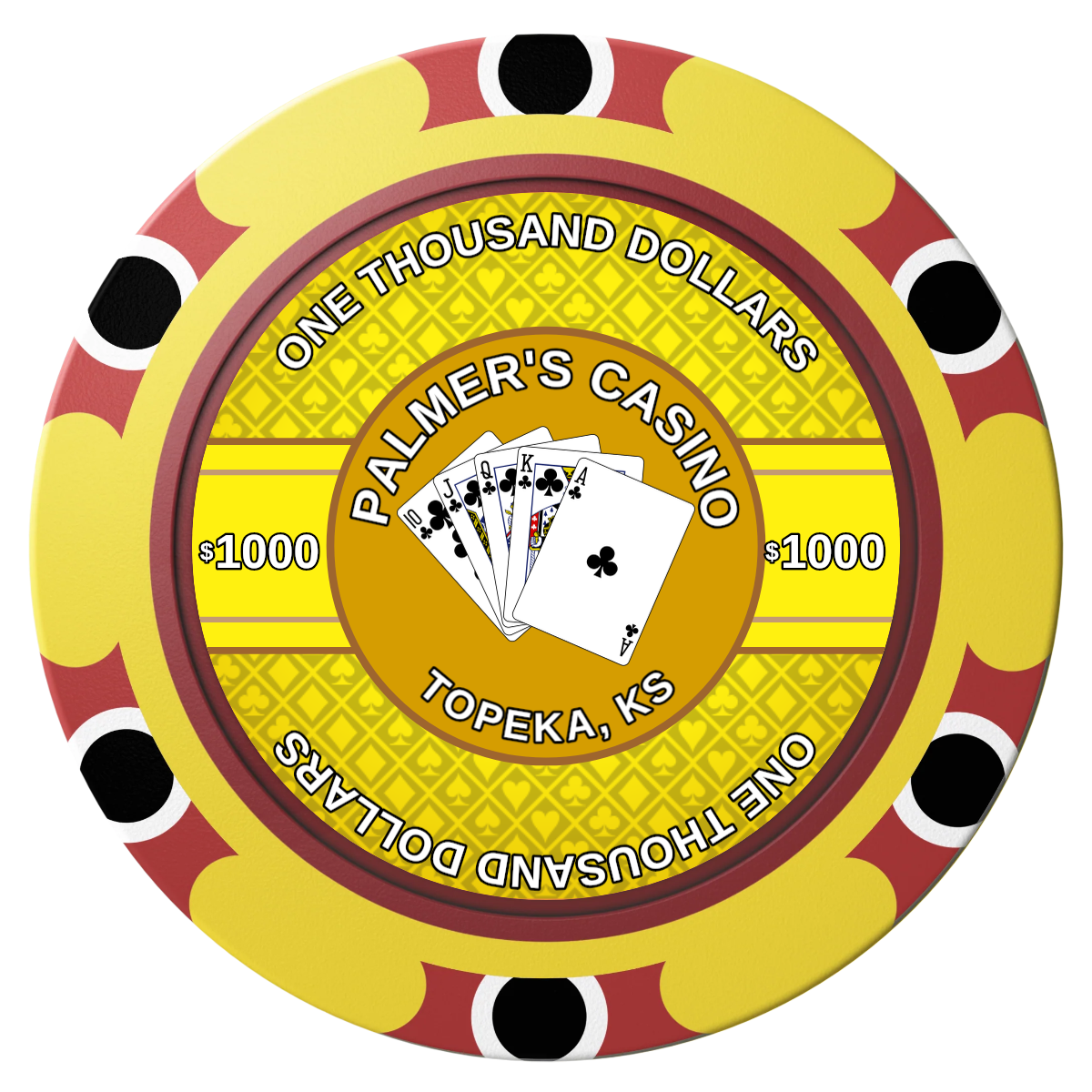 Palmer's Casino Clay Poker Chips - Yellow / Monte Carlo / 40mm - Front