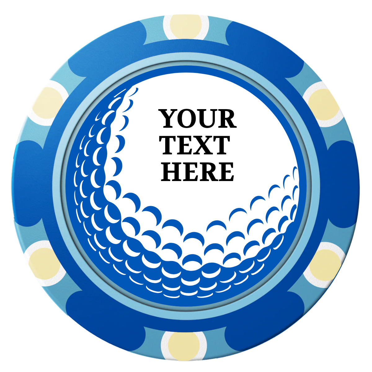Hole In One Clay Poker Chips - Blue / Monte Carlo / 40mm - Front