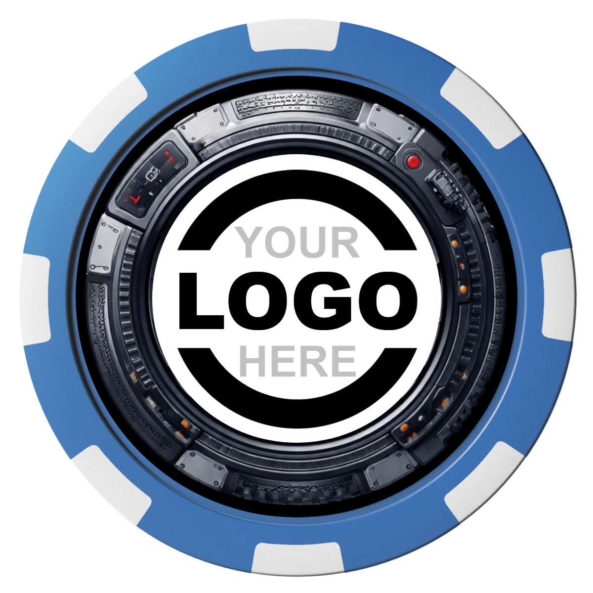 Auto Marked IV Composite Poker Chips - Blue / 8 Spot - Back