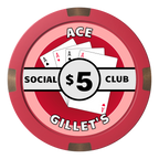 Ace Gillet's Composite & Metal Hybrid Poker Chips - Red - Back