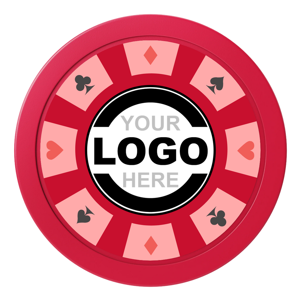 Suit 8 Your Logo 2" Oversized Poker Chips - Red - Front