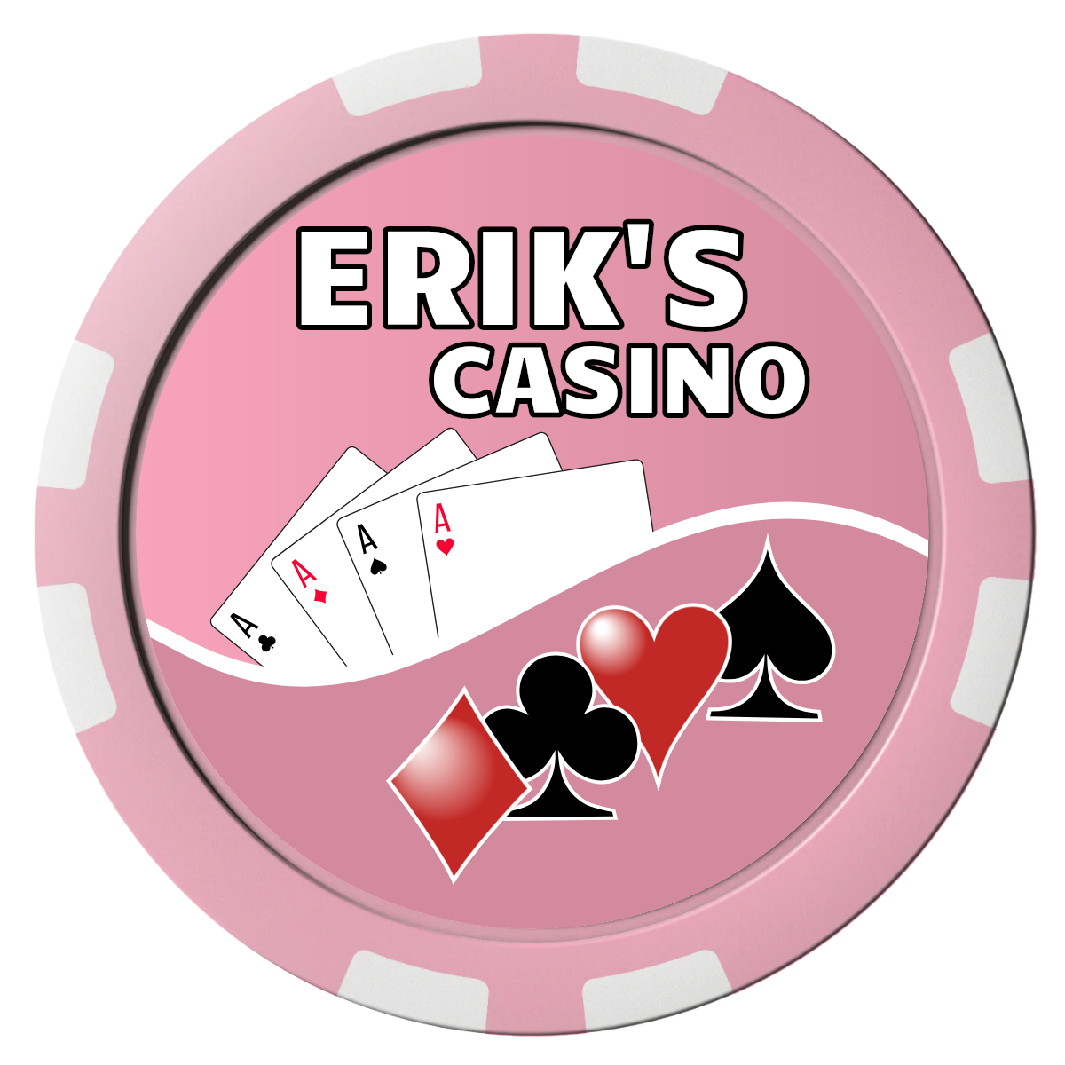 Erik's Casino Composite Poker Chips - Pink / 8 Stripe - Front