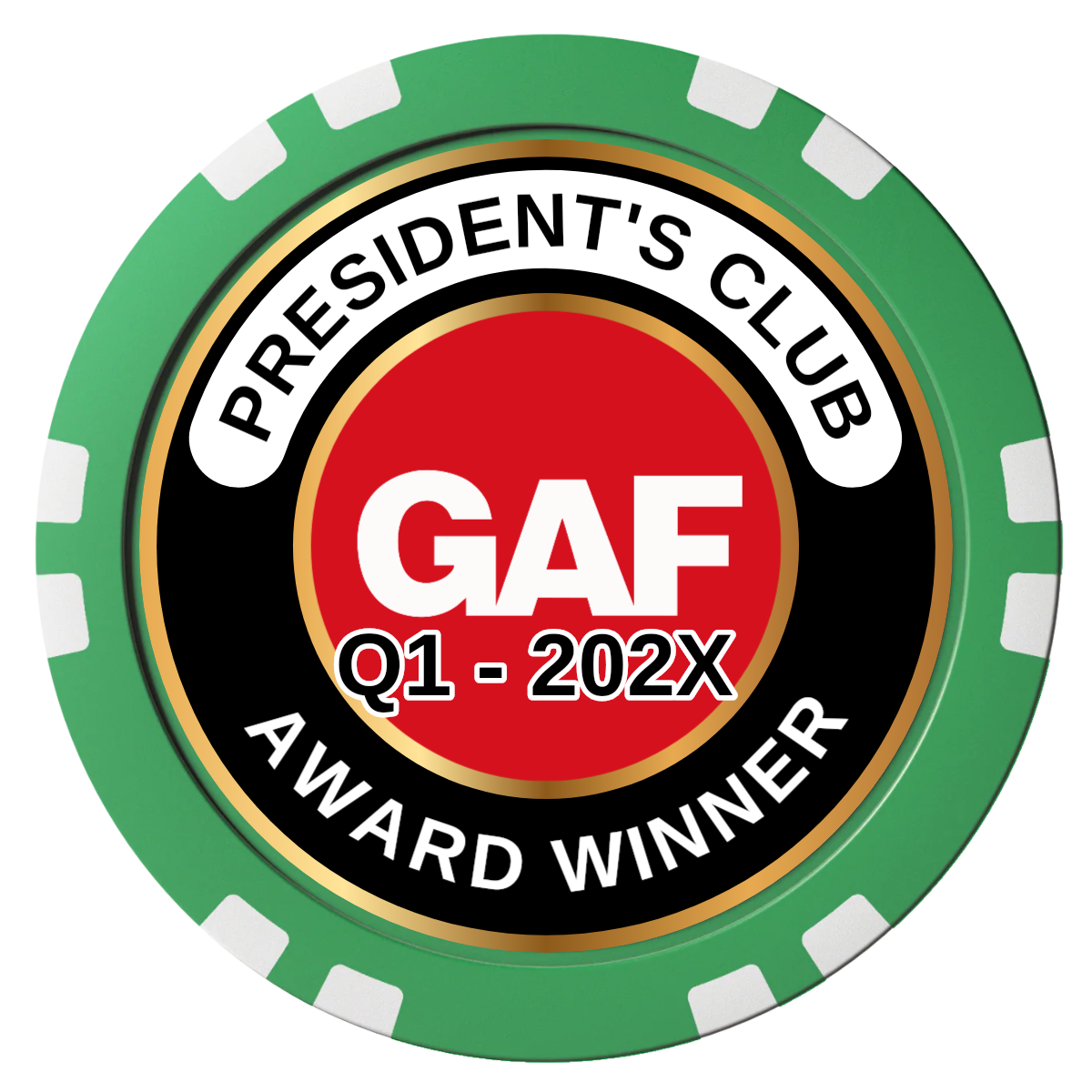 President's Club Composite Poker Chips - Green / Double Stripe - Front