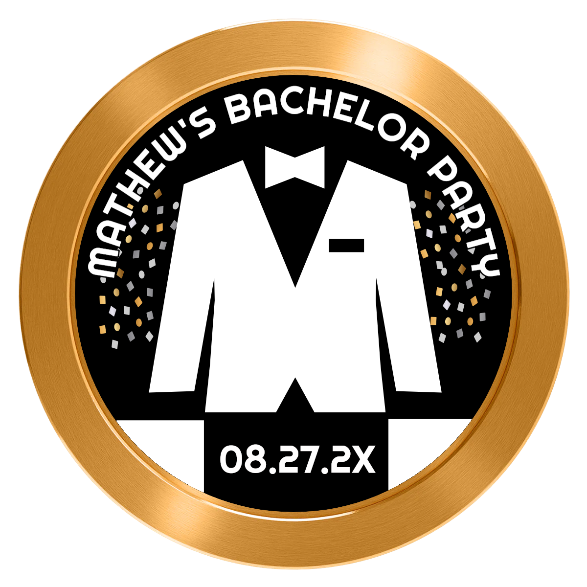 Bachelor No More Bowtie Aluminum Poker Chips - Gold - Front