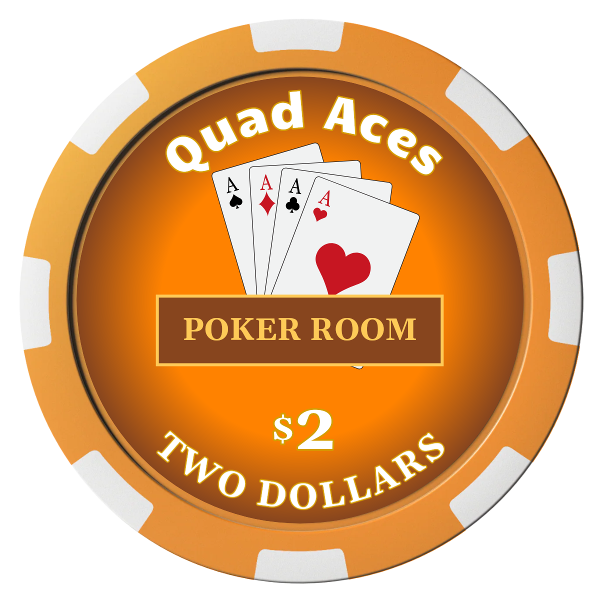 Quad Aces Composite Poker Chips - Orange / 8 Spot - Front