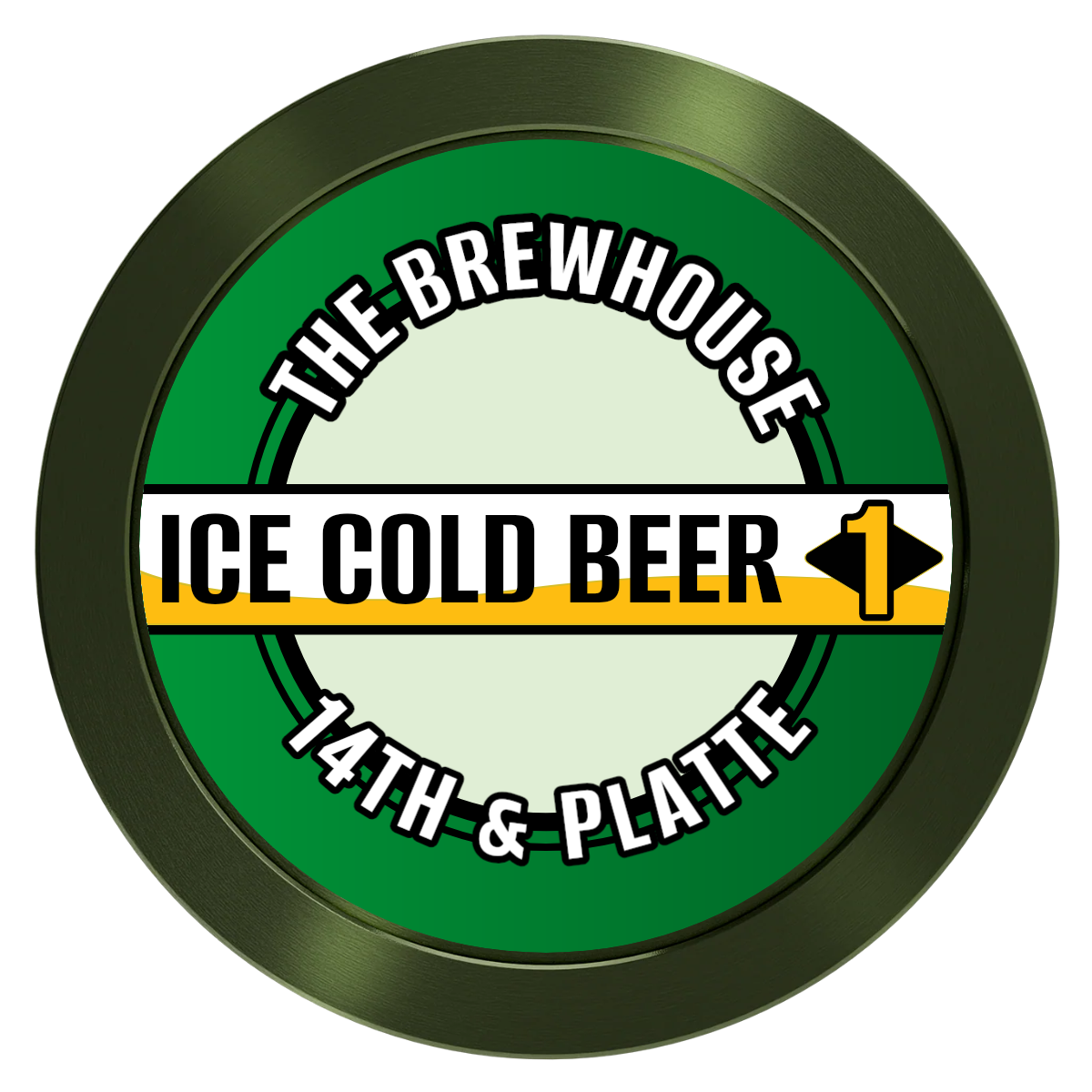 Ice Cold Beer Drink Token Aluminum Poker Chips - Green - Front