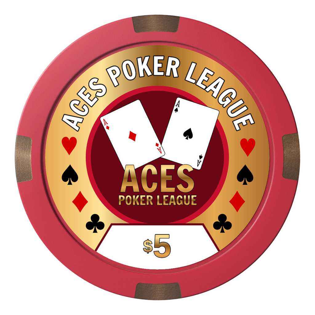 Aces Poker League Composite & Metal Hybrid Poker Chips - Red - Front