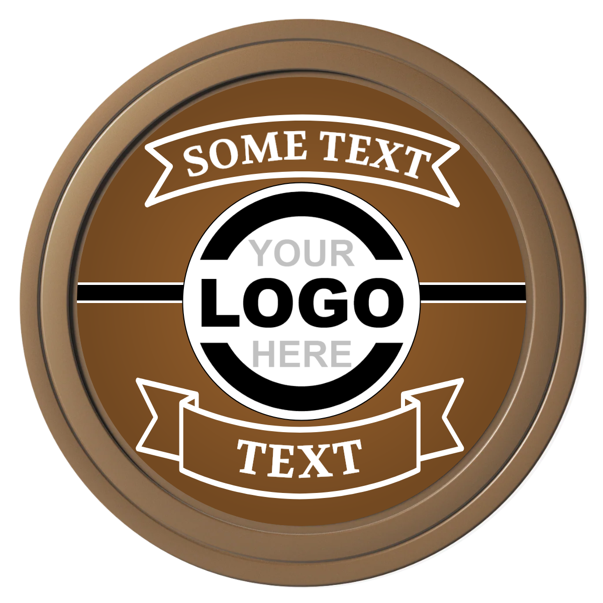 Double Banner Composite Poker Chips - Brown / Solid - Front