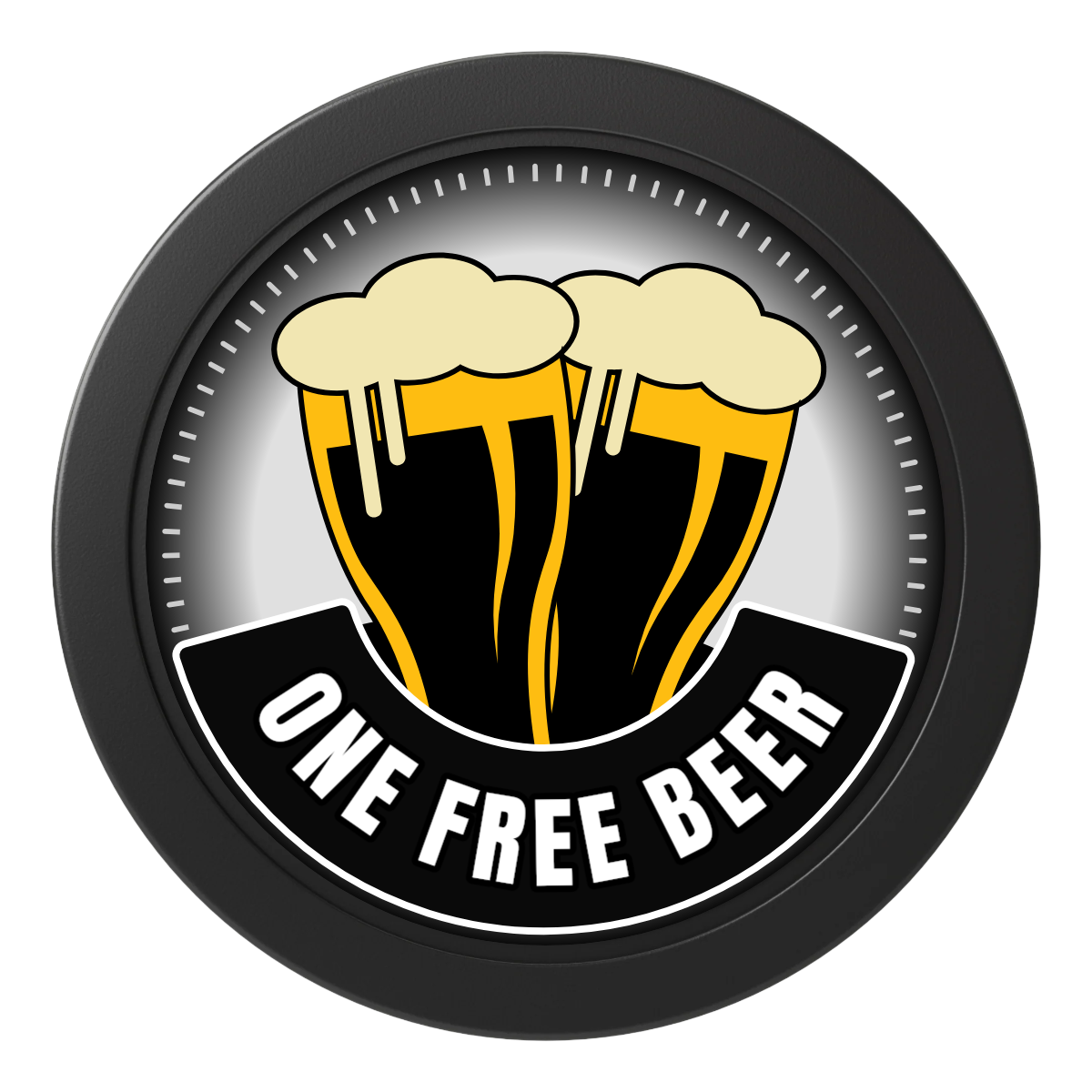 Double Pint 2 2" Oversized Poker Chips - Black - Front