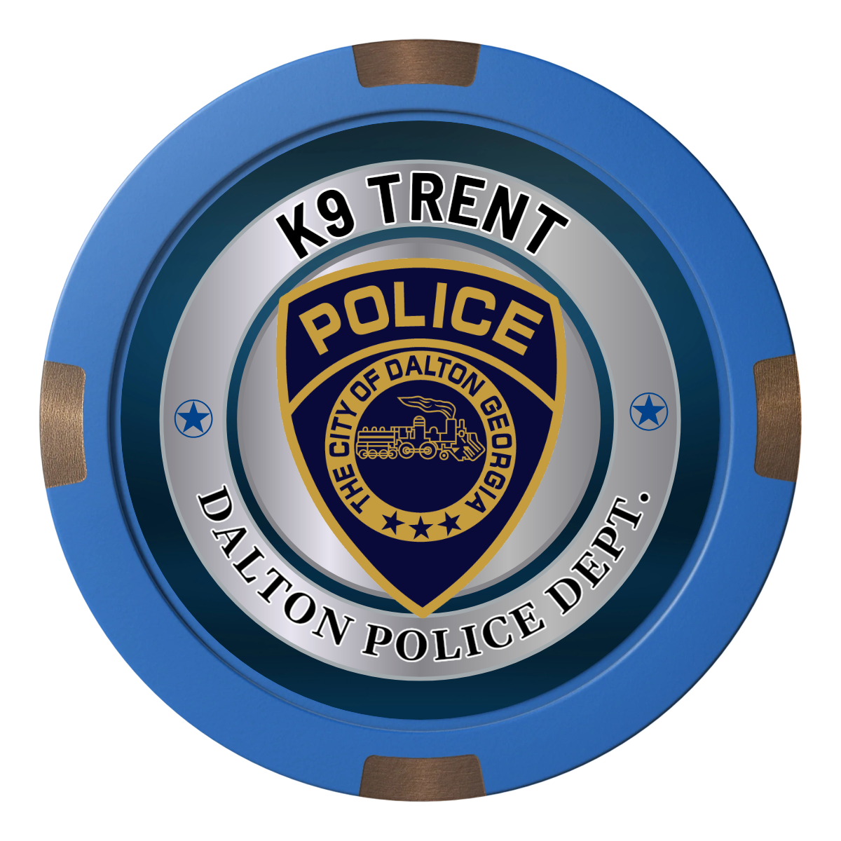 K-9 Trent Composite & Metal Hybrid Poker Chips - Blue - Back