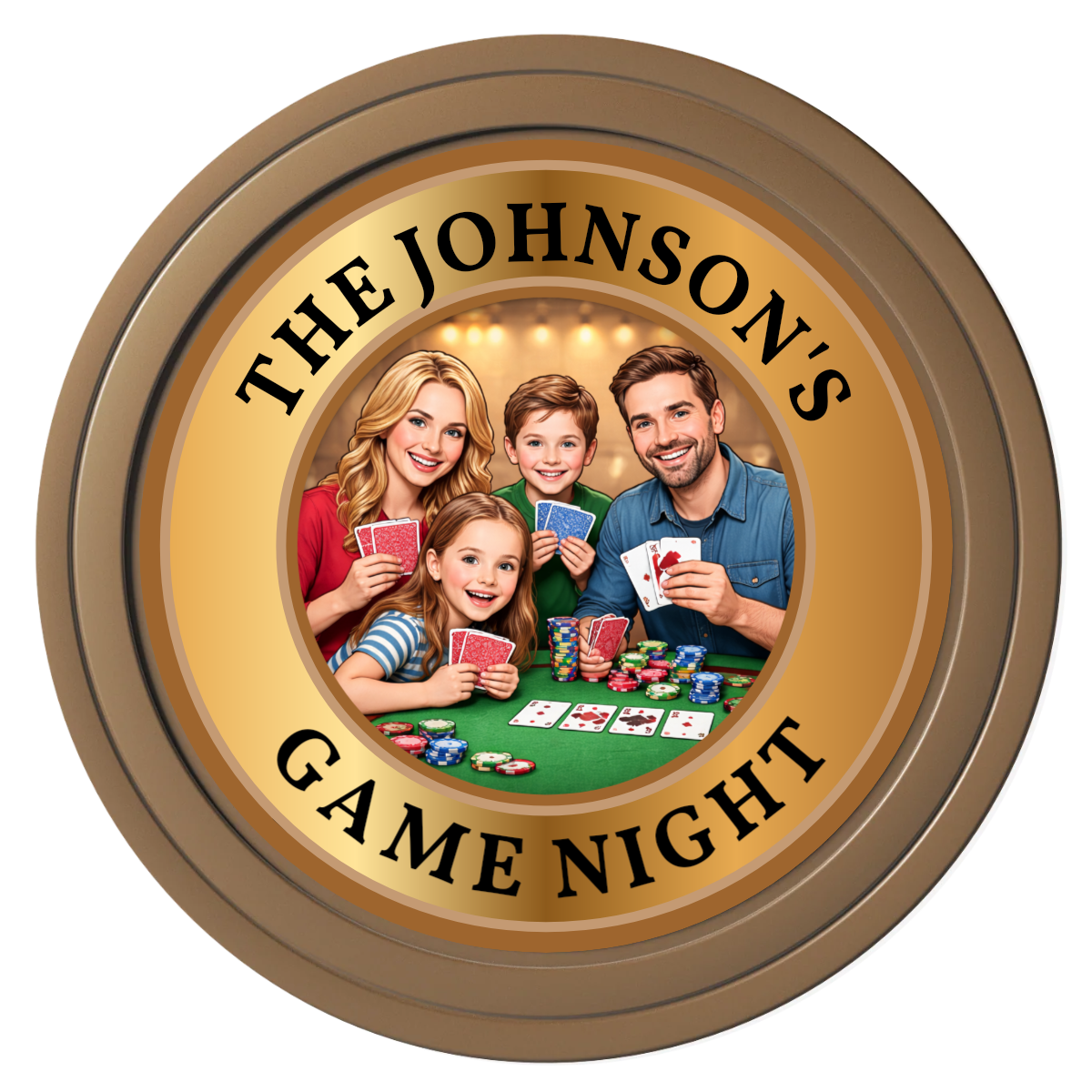 Family Game Night Composite Poker Chips - Brown / Solid - Front