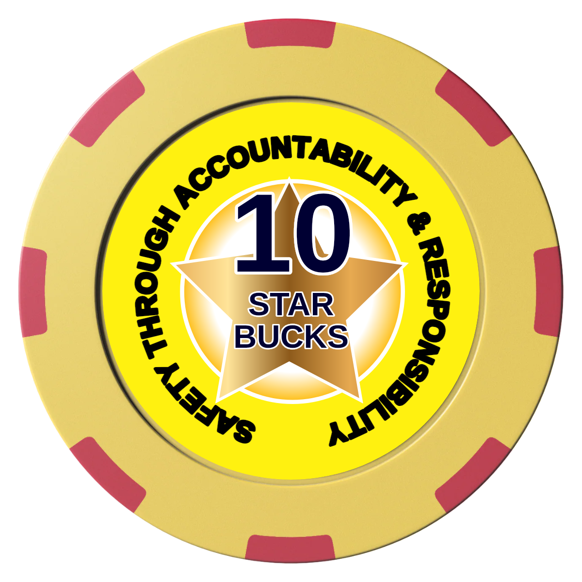 Safety Star Clay Poker Chips - Yellow / 8 Spot (2 Tone) / 40mm - Front