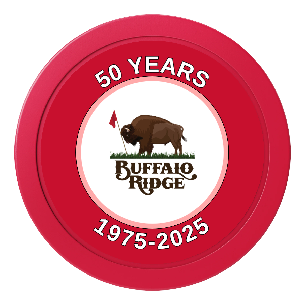 Branded Golf Pro Shop 2" Oversized Poker Chip - Custom Dealer Button & Card Protector - Red - Front