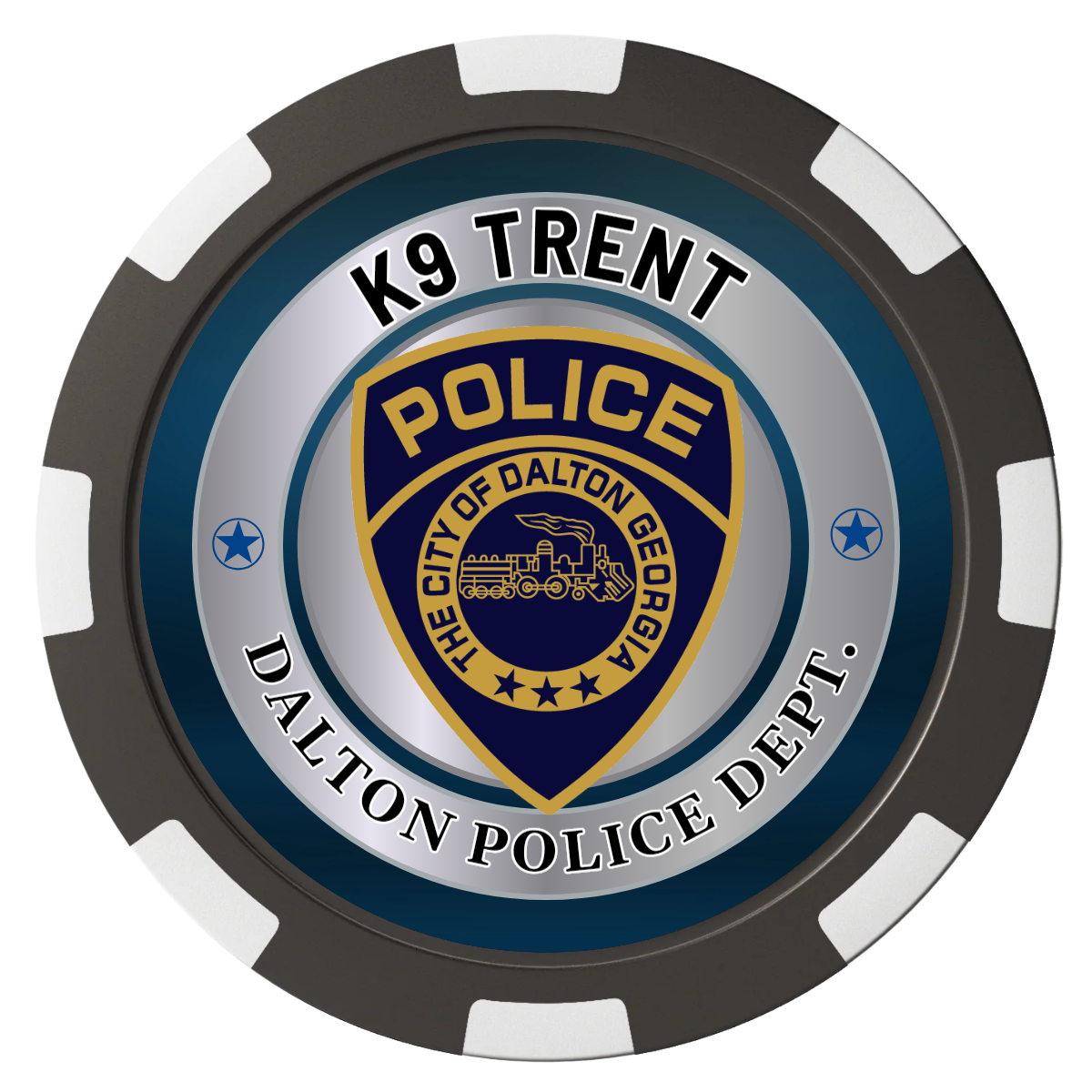 K-9 Trent Magnetic Composite Poker Chips - Black / 8 Spot - Back