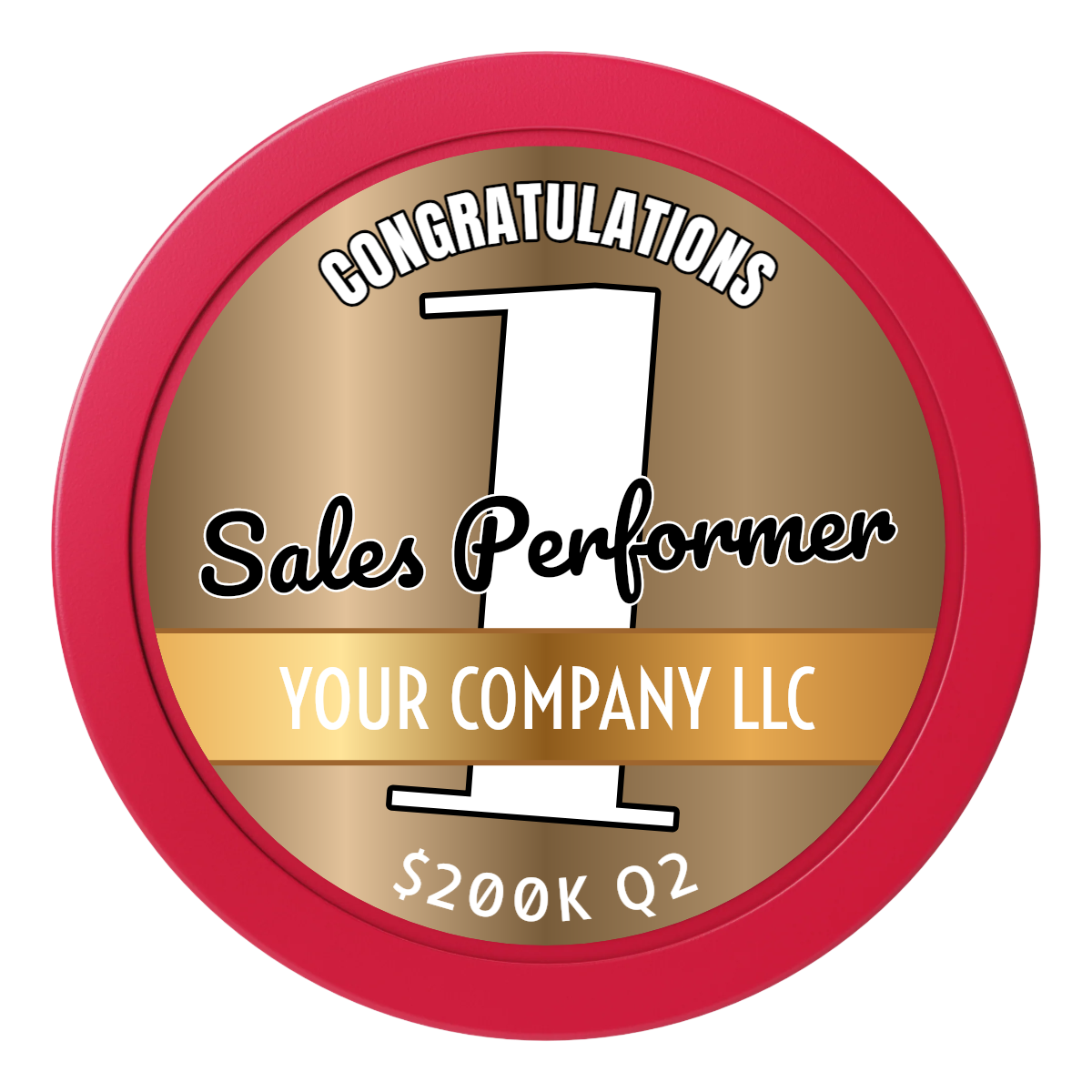 Top Sales Performer 2" Oversized Poker Chips - Red - Front