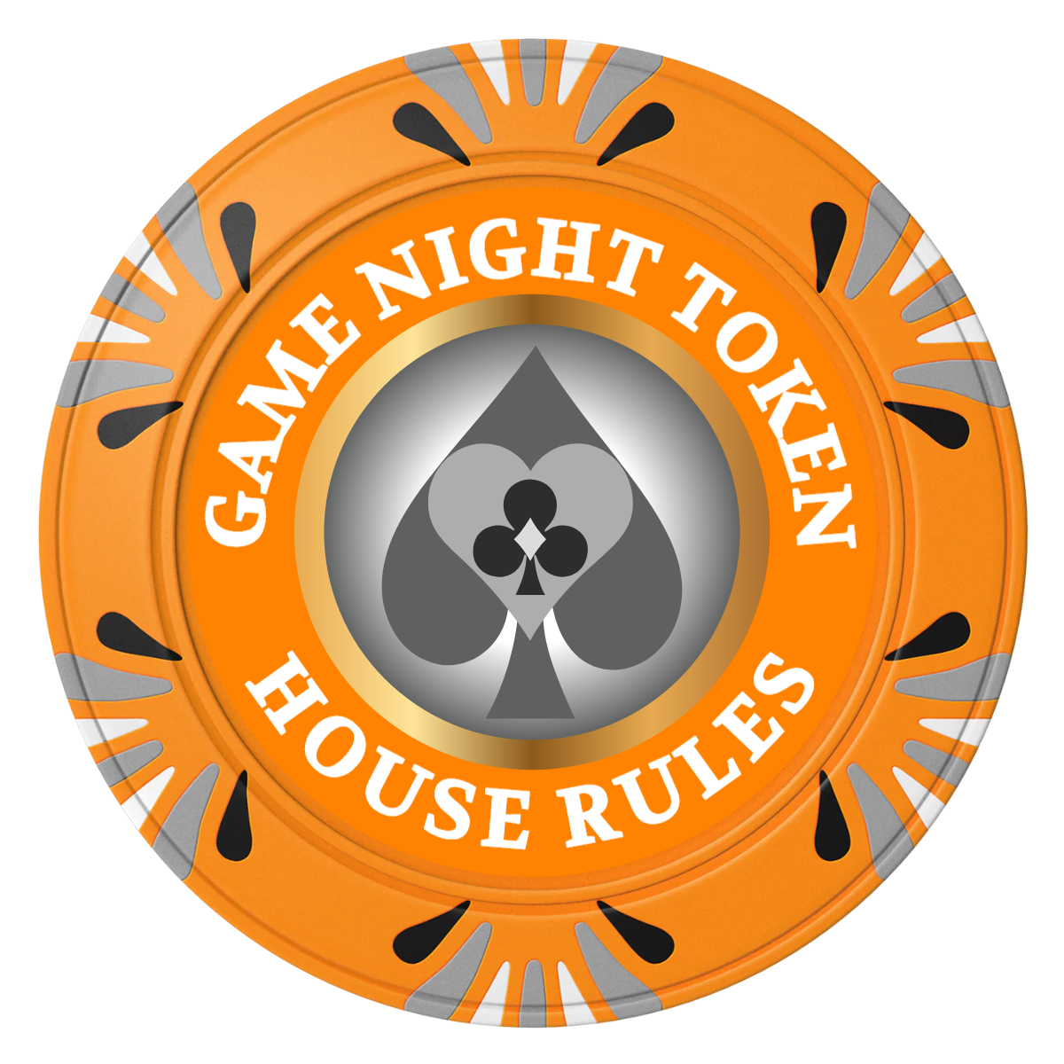 Stacked Suits Clay Poker Chips - Orange / Macau / 40mm - Front