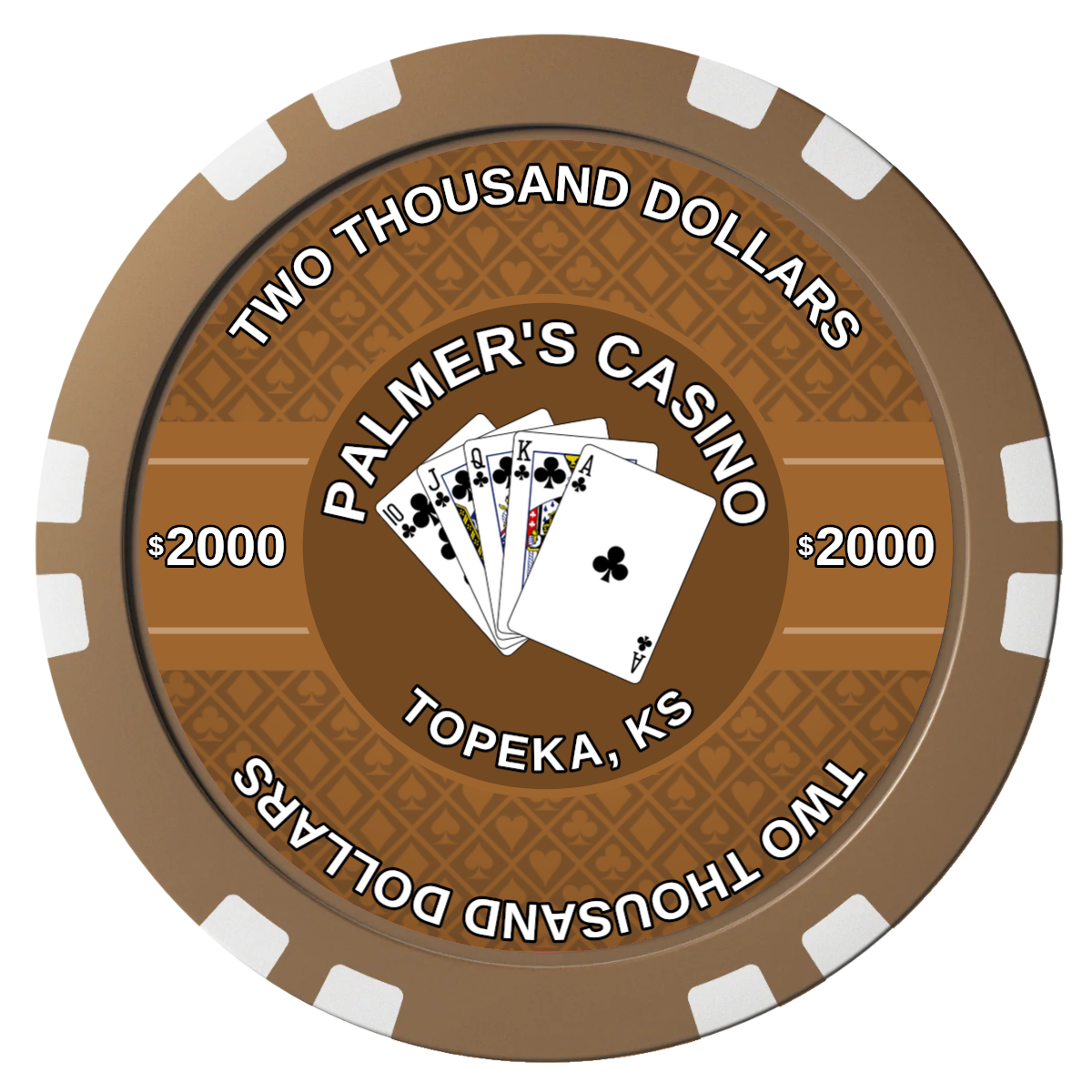 Palmer's Casino Composite Poker Chips - Brown / Double Stripe - Front