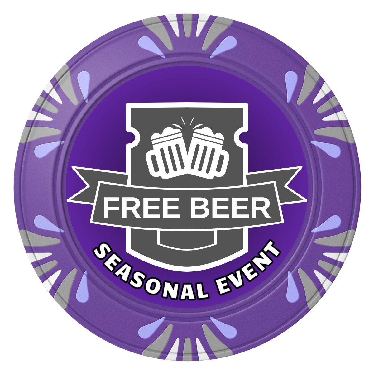 Craft Beer #001 Clay Poker Chips - Purple / Macau / 40mm - Front