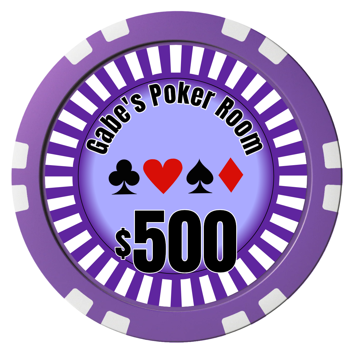 Gabe's Poker Room Composite Poker Chips - Purple / Double Stripe - Front