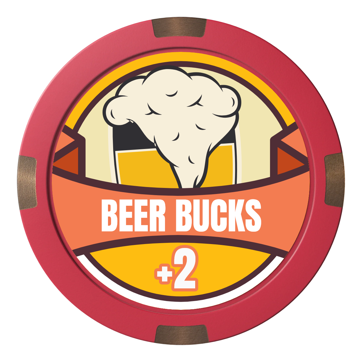 Banner Brew Composite & Metal Hybrid Poker Chips - Red - Back