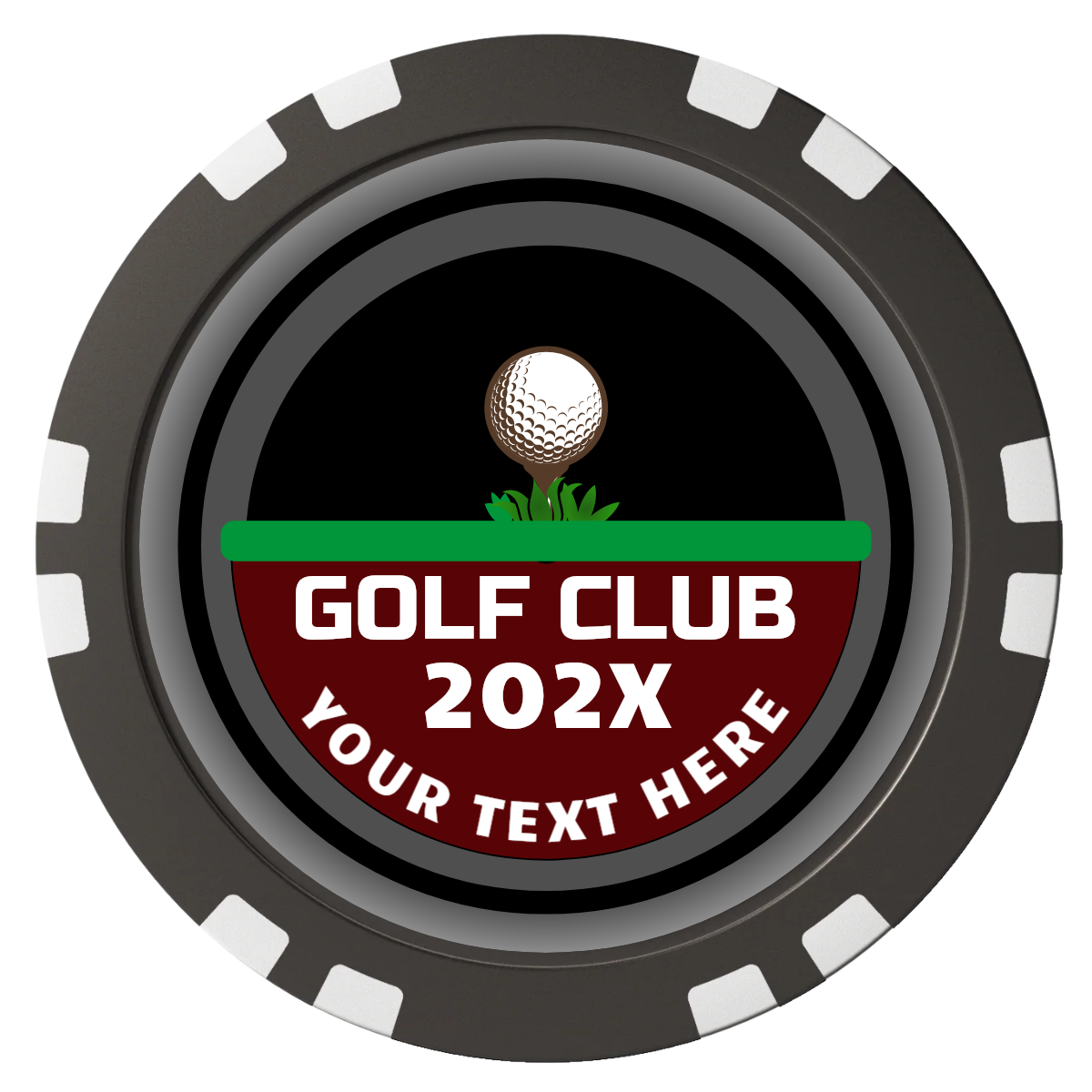 Teed Up Composite Poker Chips - Black / Double Stripe - Back