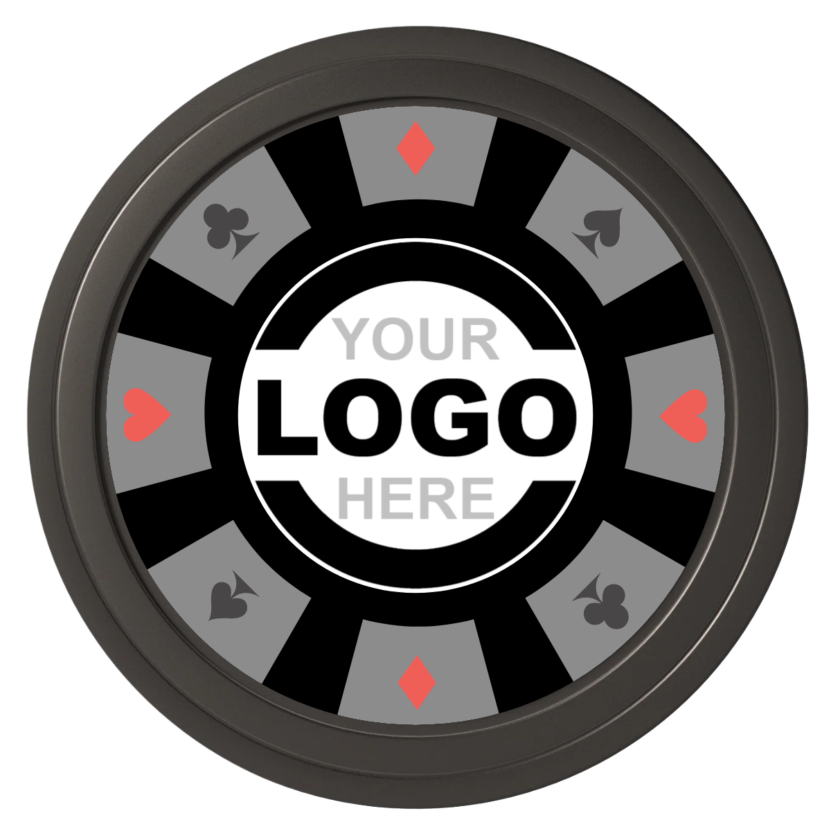 Suit 8 Your Logo Composite Poker Chips - Black / Solid - Back