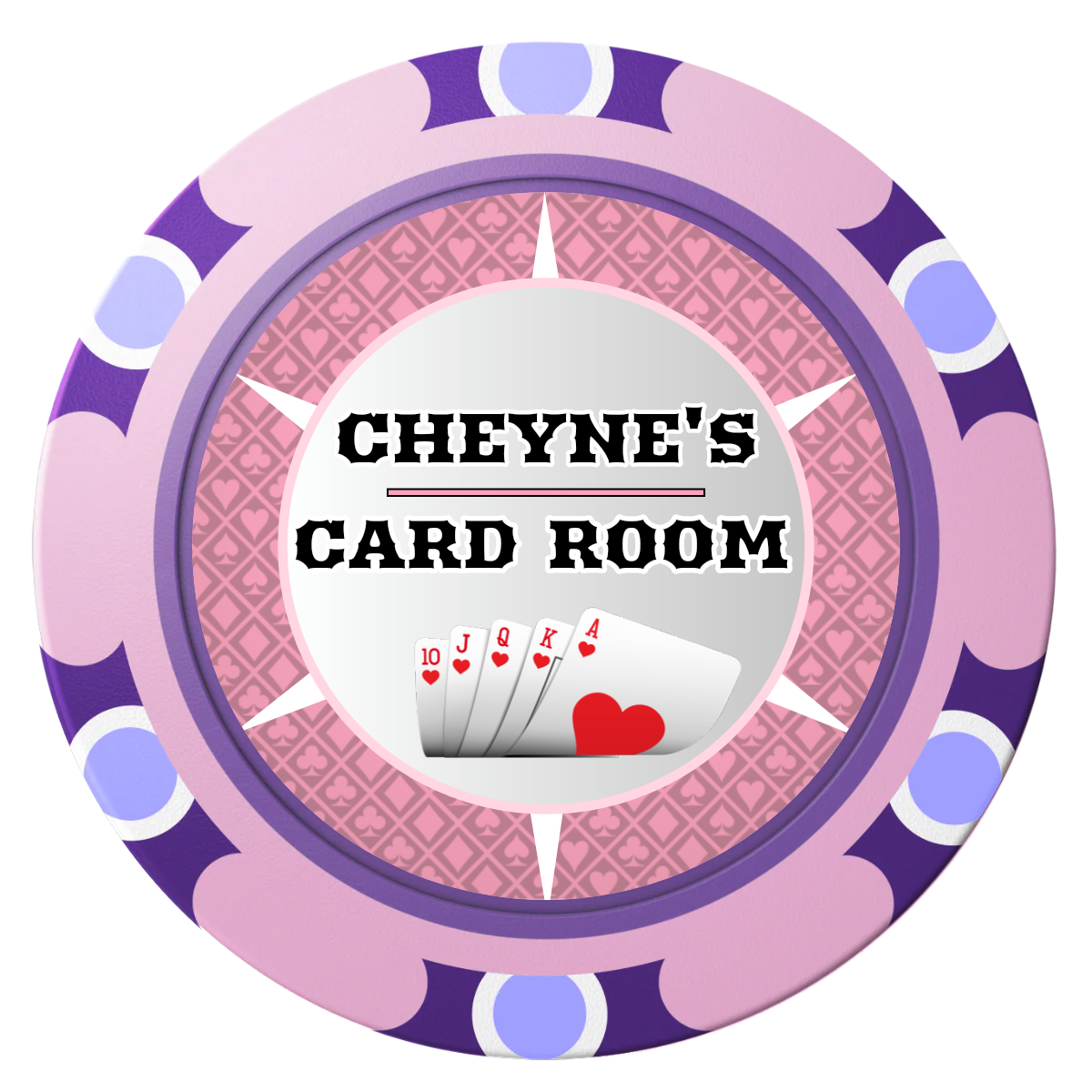 Cheyne's Card Room Clay Poker Chips - Pink / Monte Carlo / 40mm - Front