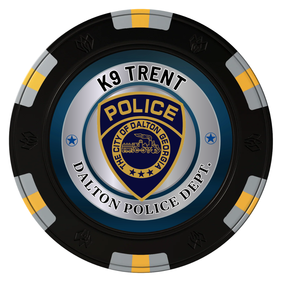 K-9 Trent Clay Poker Chips - Black / 6 Spot Gem / 40mm - Back