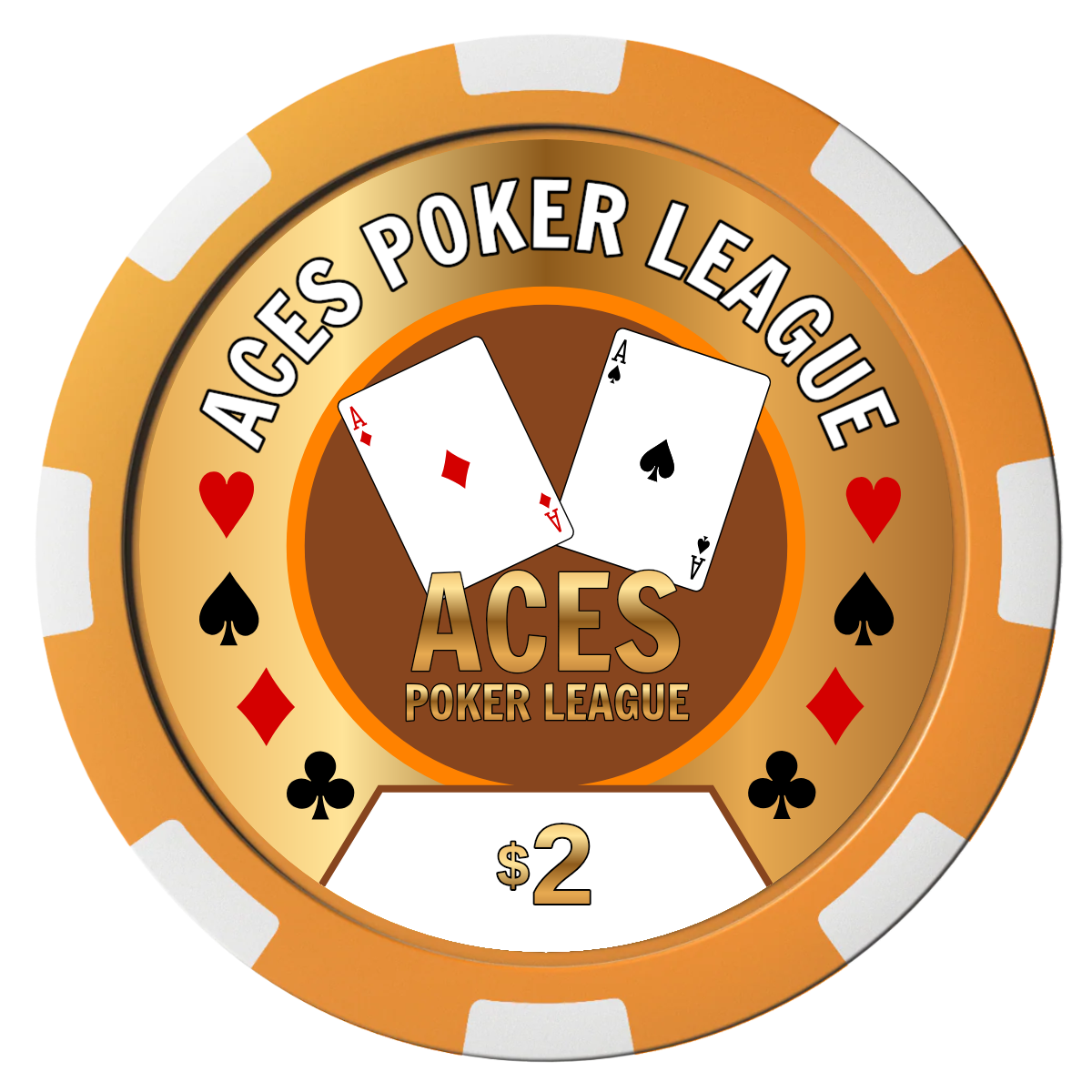 Aces Poker League Composite Poker Chips - Orange / 8 Spot - Front