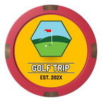 Golf Trip #001 Composite & Metal Hybrid Poker Chips - Red - Front