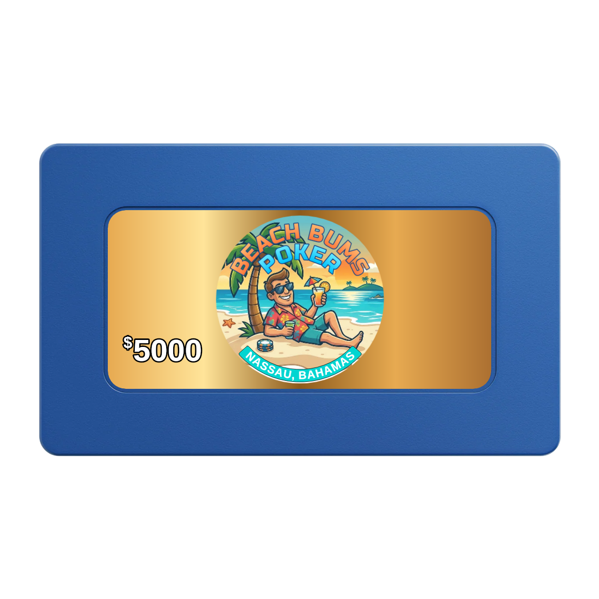 Sandy's Casino Rectangular Poker Chip Plaques - Blue - Back