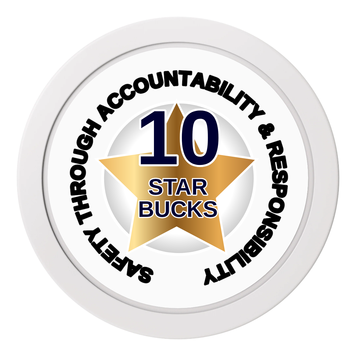 Safety Star 2" Oversized Poker Chips - White - Front
