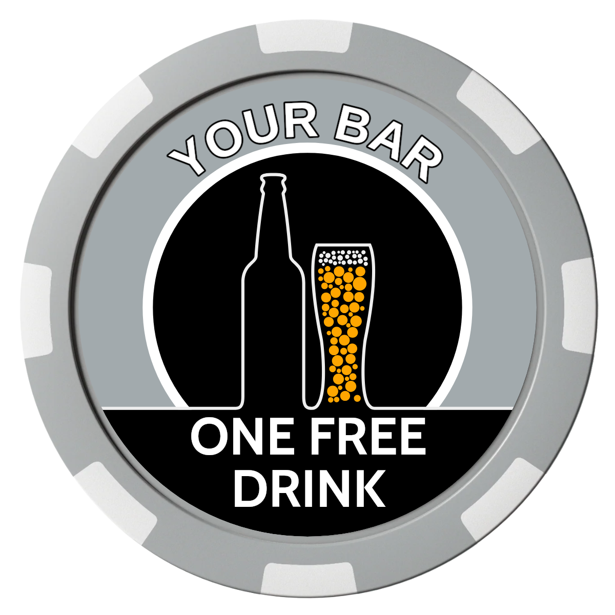 Beer and Glass Composite Poker Chips - Gray / 8 Spot - Front