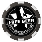 Free Beer Drink Composite Poker Chips - Black / 8 Spot - Front