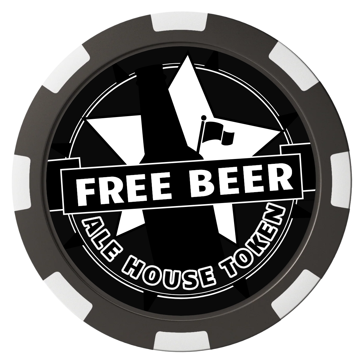 Free Beer Drink Composite Poker Chips - Black / 8 Spot - Front