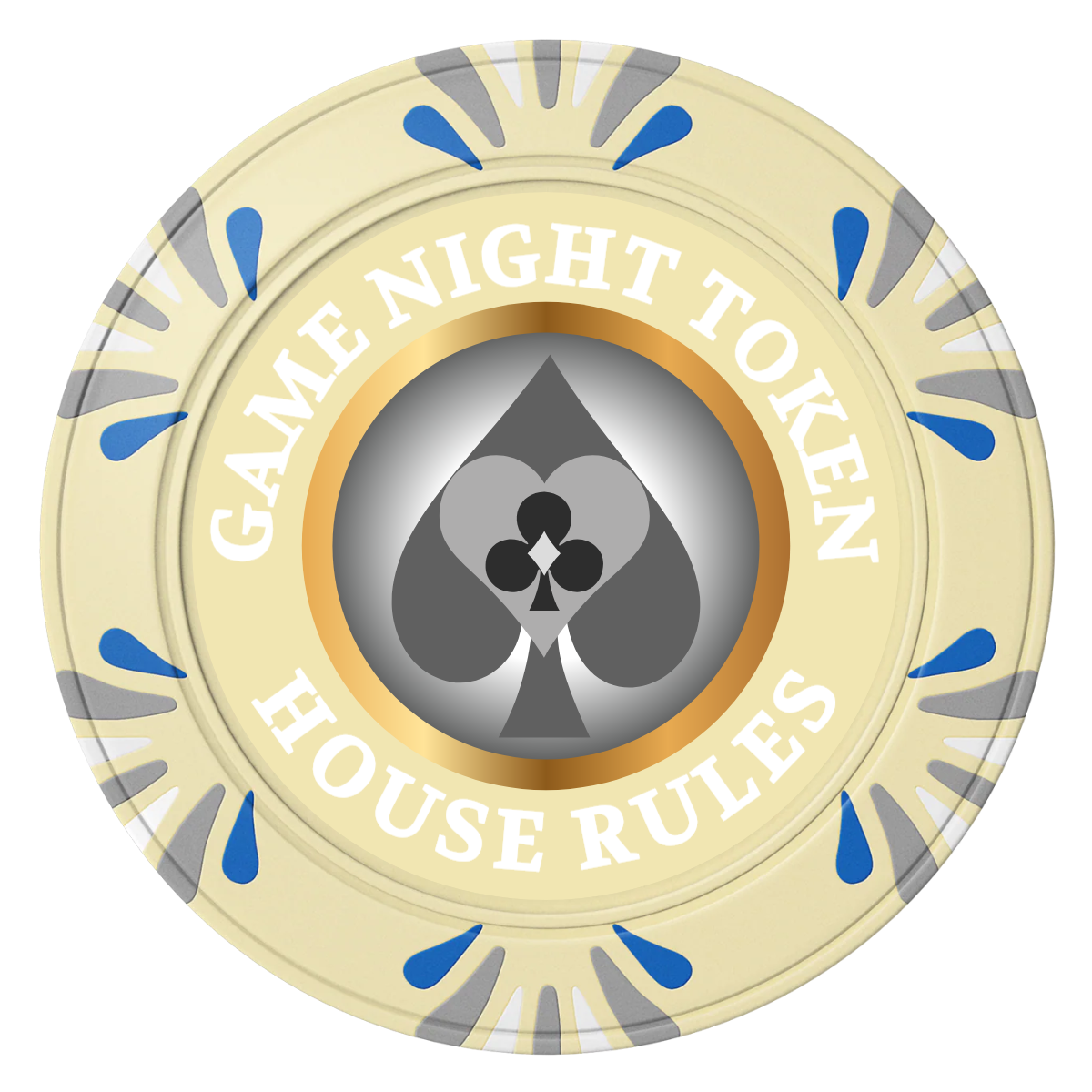 Stacked Suits Clay Poker Chips - Ivory / Macau / 40mm - Front