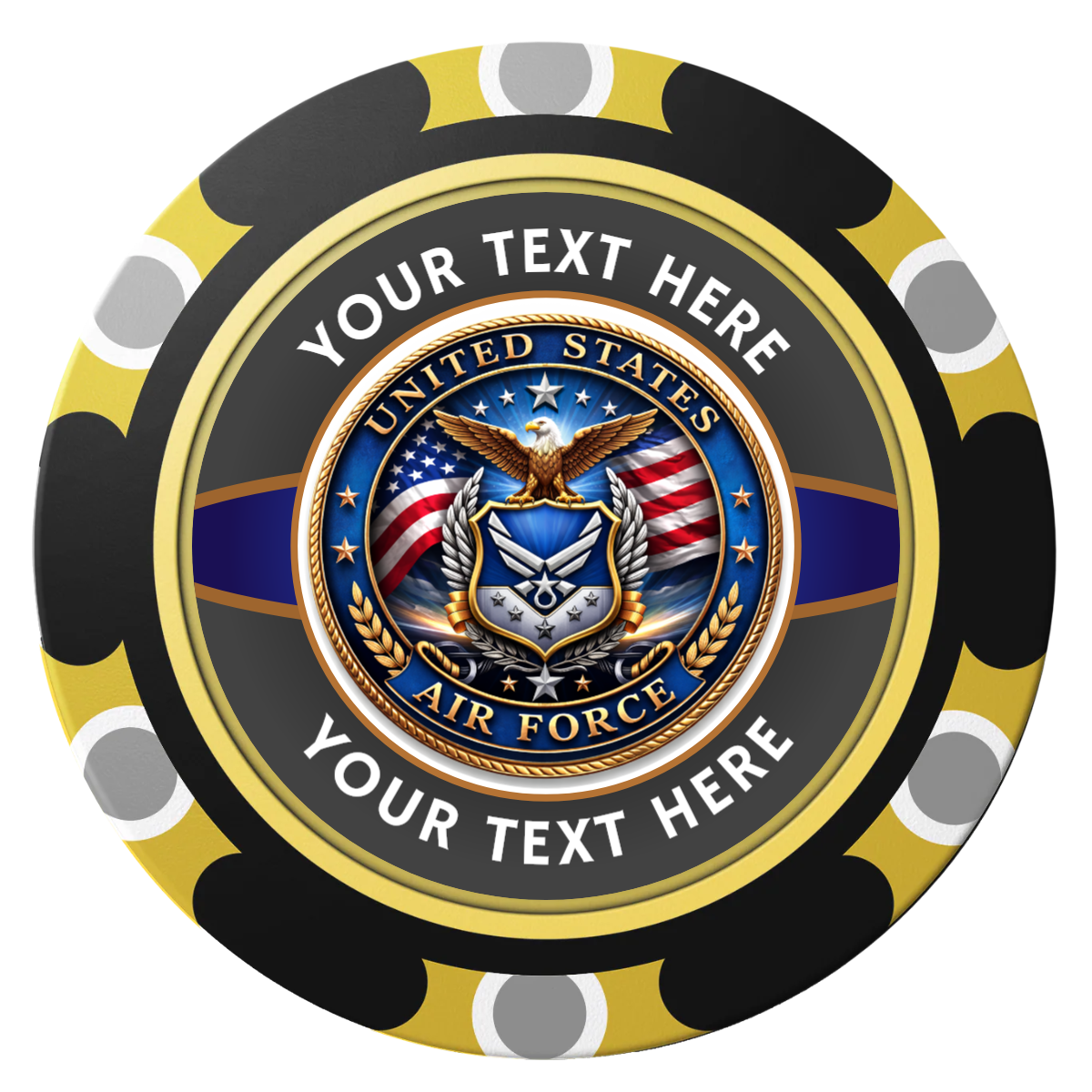 Air Force Clay Poker Chips - Black / Monte Carlo / 40mm - Front