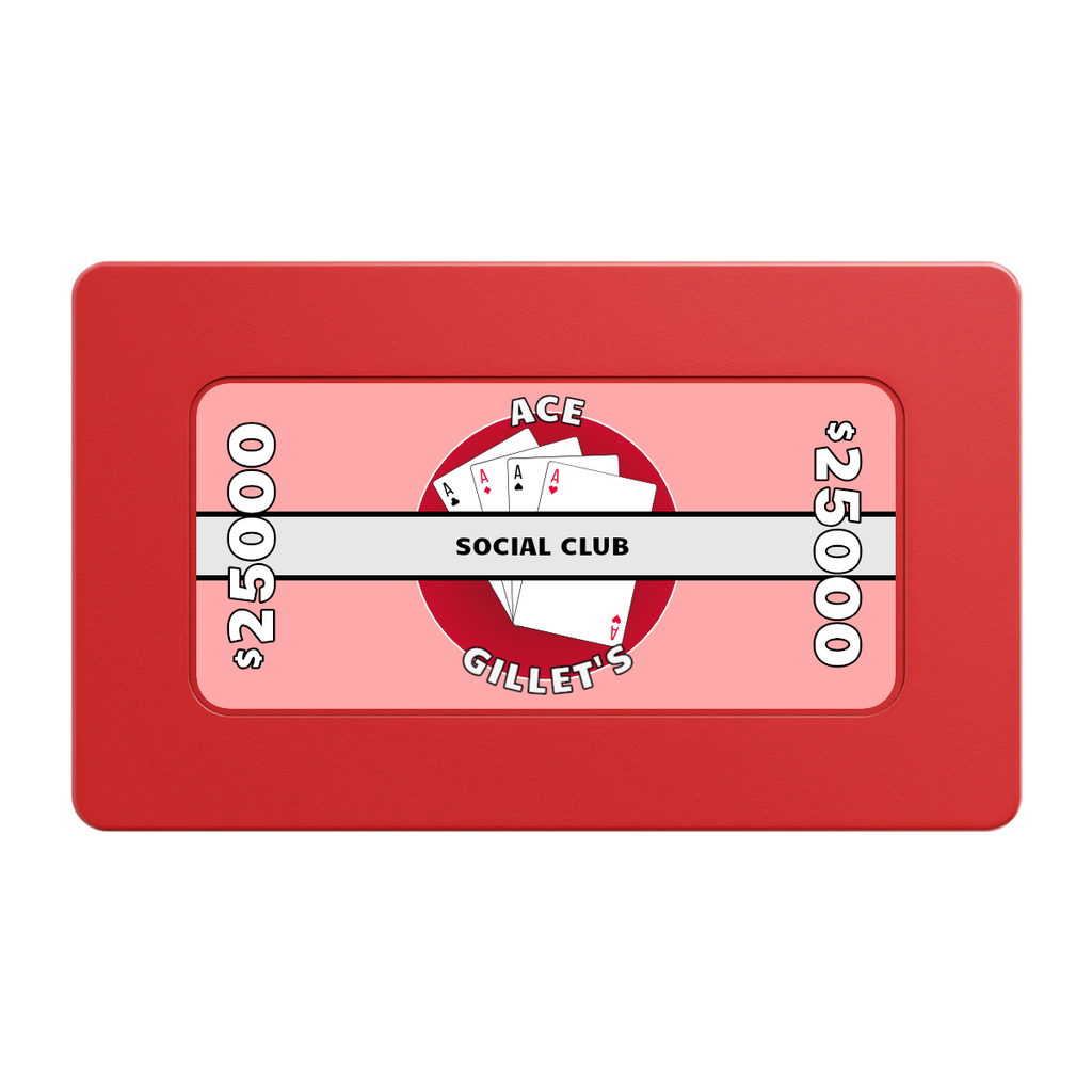 Ace Gillet's Rectangular Poker Chip Plaques - Red - Front