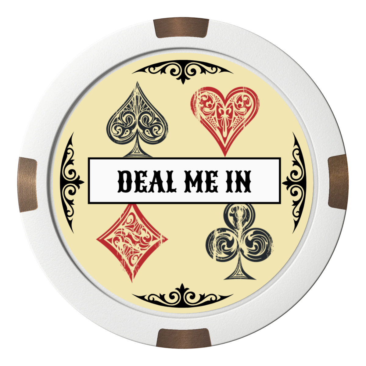 Vintage Four Suits Composite & Metal Hybrid Poker Card Protectors - White - Front